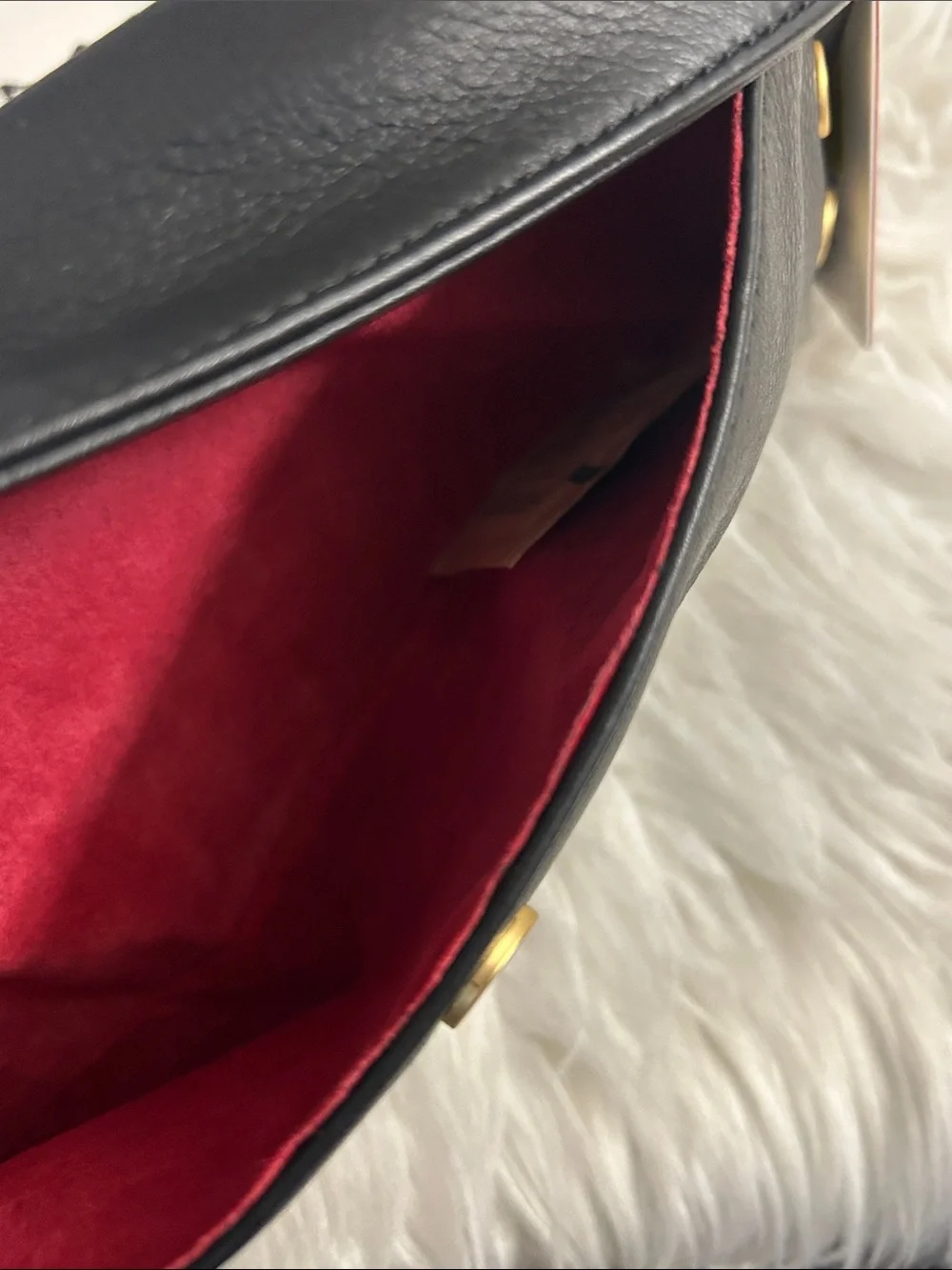 Hammitt Black Leather Foldover Clutch with Gold Chain
